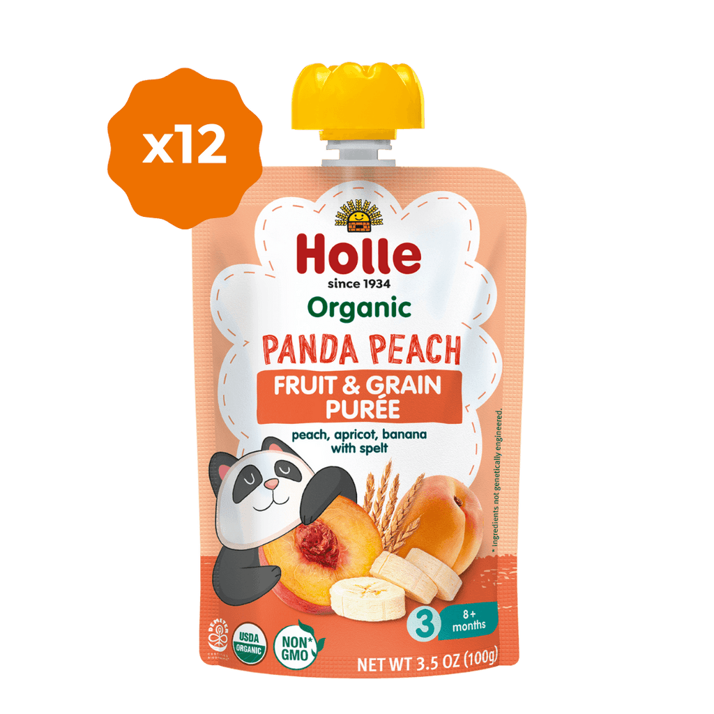 Holle Organic Panda Peach - Fruit & Grain Purée Pouches